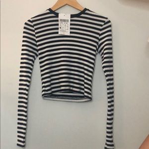 Long sleeve striped sweater cropped